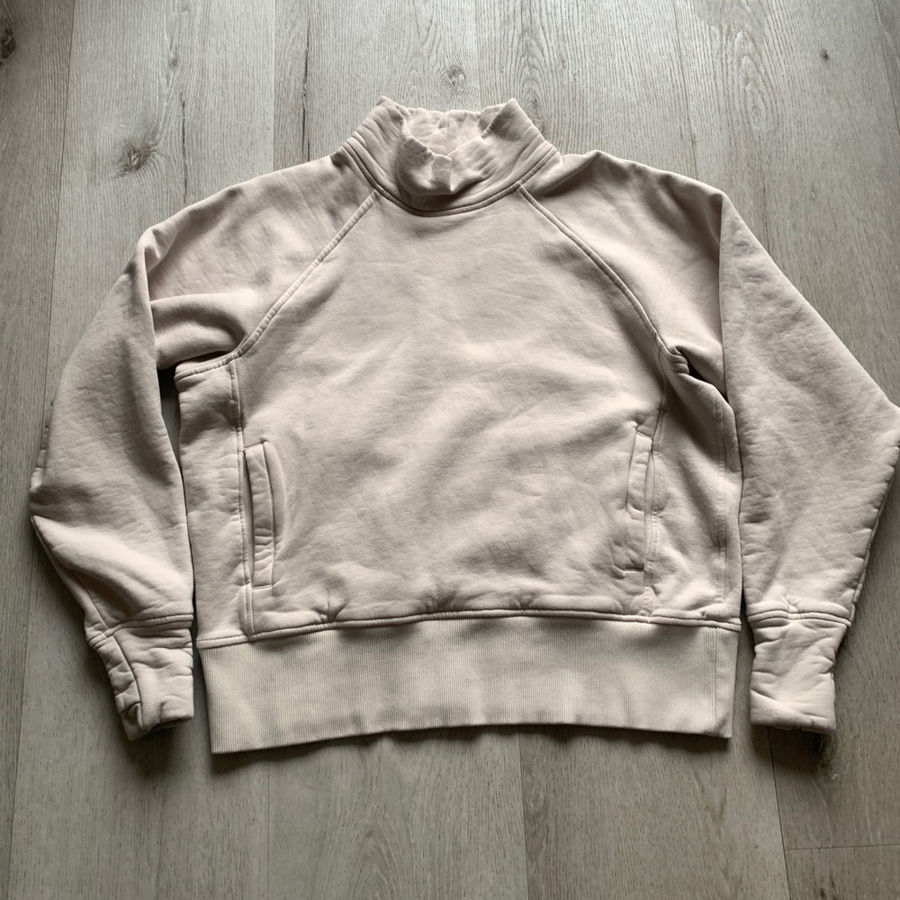 Marcella NYC Mock Neck Sweatshirt Cream‎ Beige Raglan Pullover Small